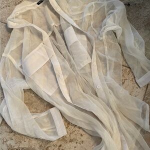 Sheer White Button-Up Top